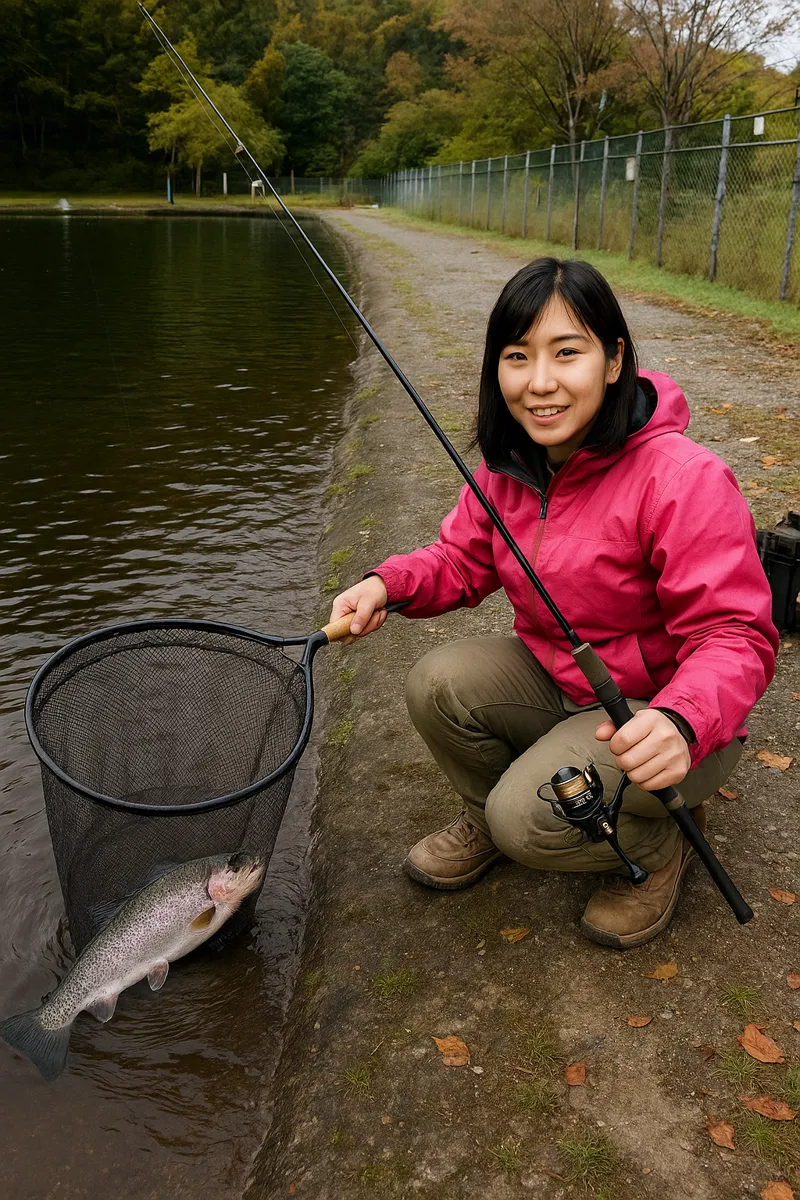 平谷湖フィッシングスポットでニジマスの釣果を得た黒川.webp