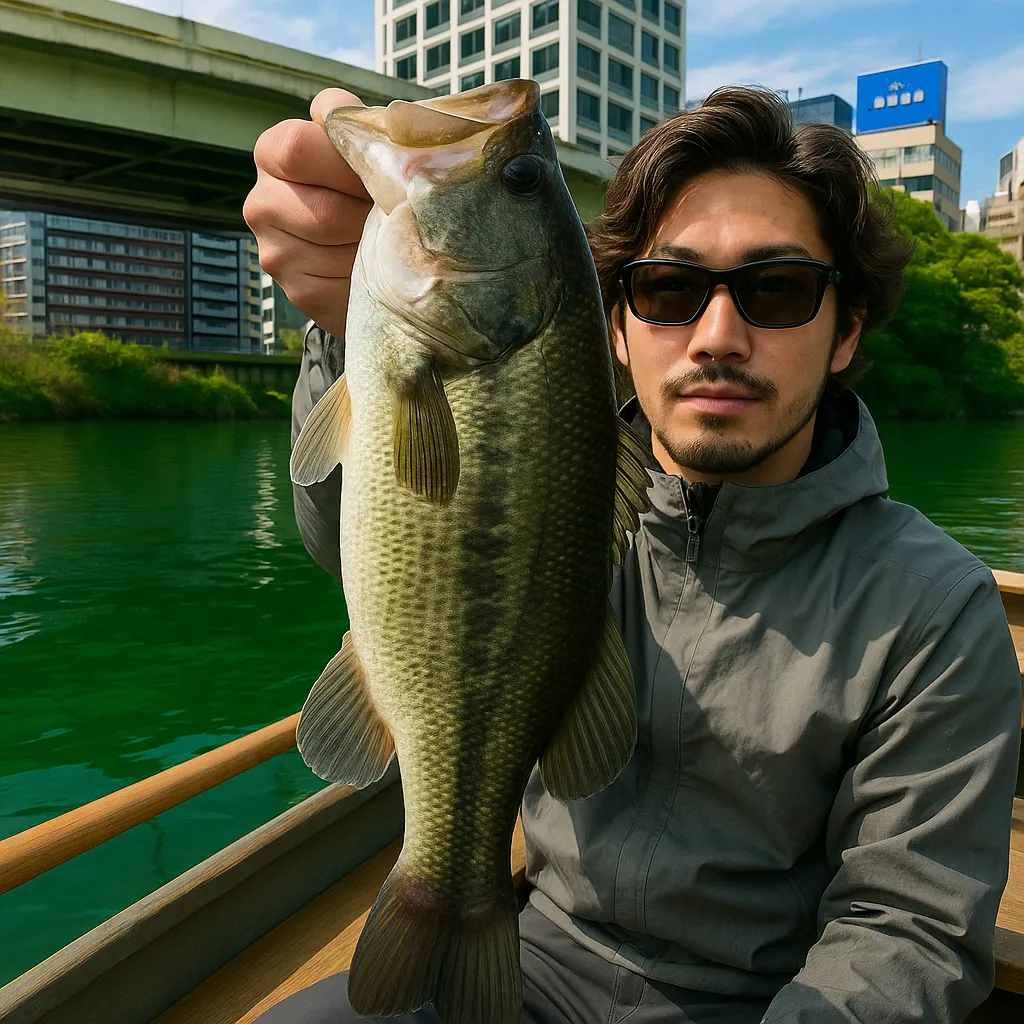 弁慶堀でブラックバスの釣果を得た澤田.webp