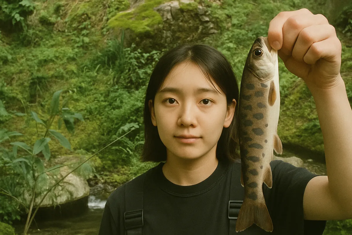 成木川でヤマメの釣果を得た森永.webp