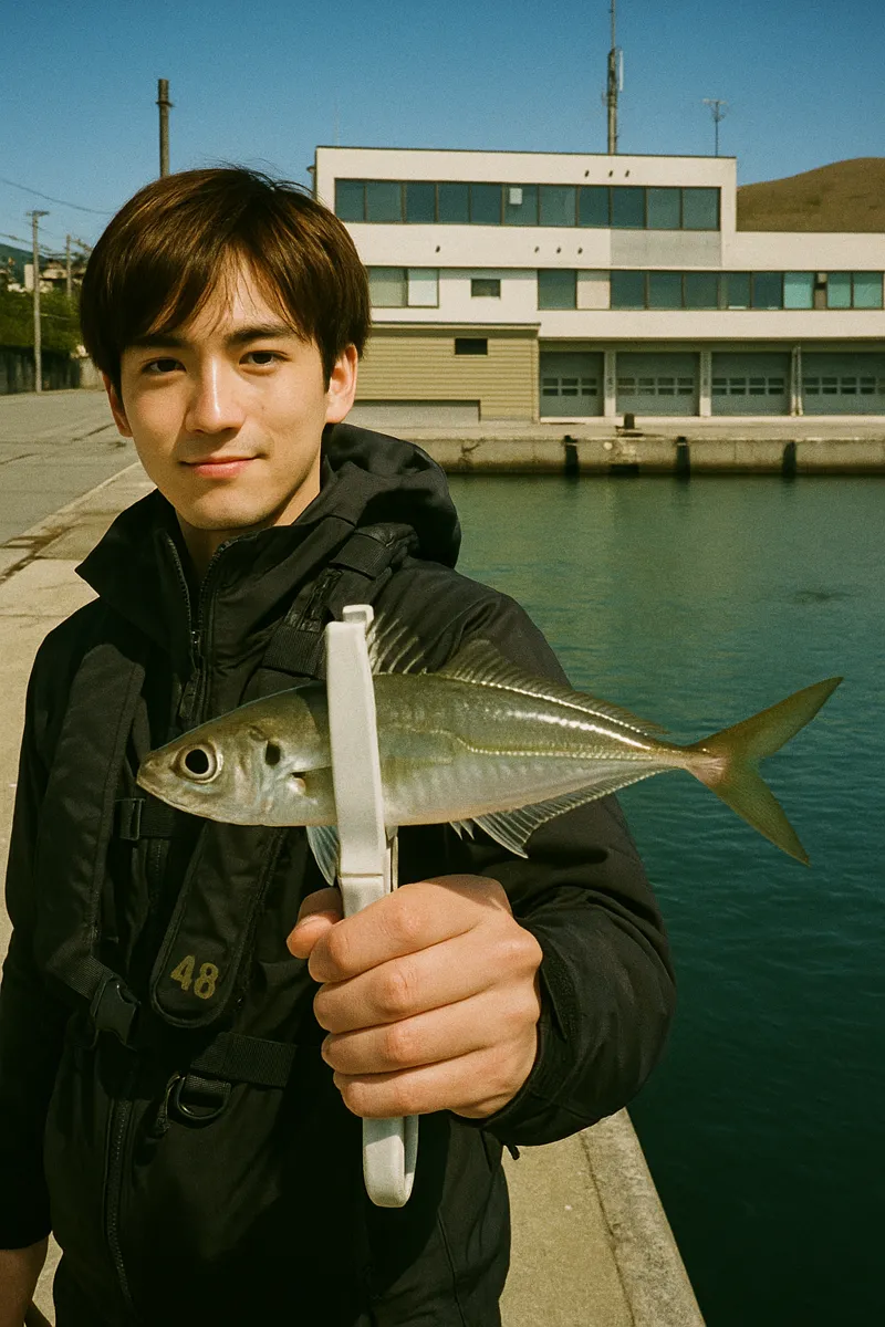 戸井漁港でアジの釣果を得た久良木.webp