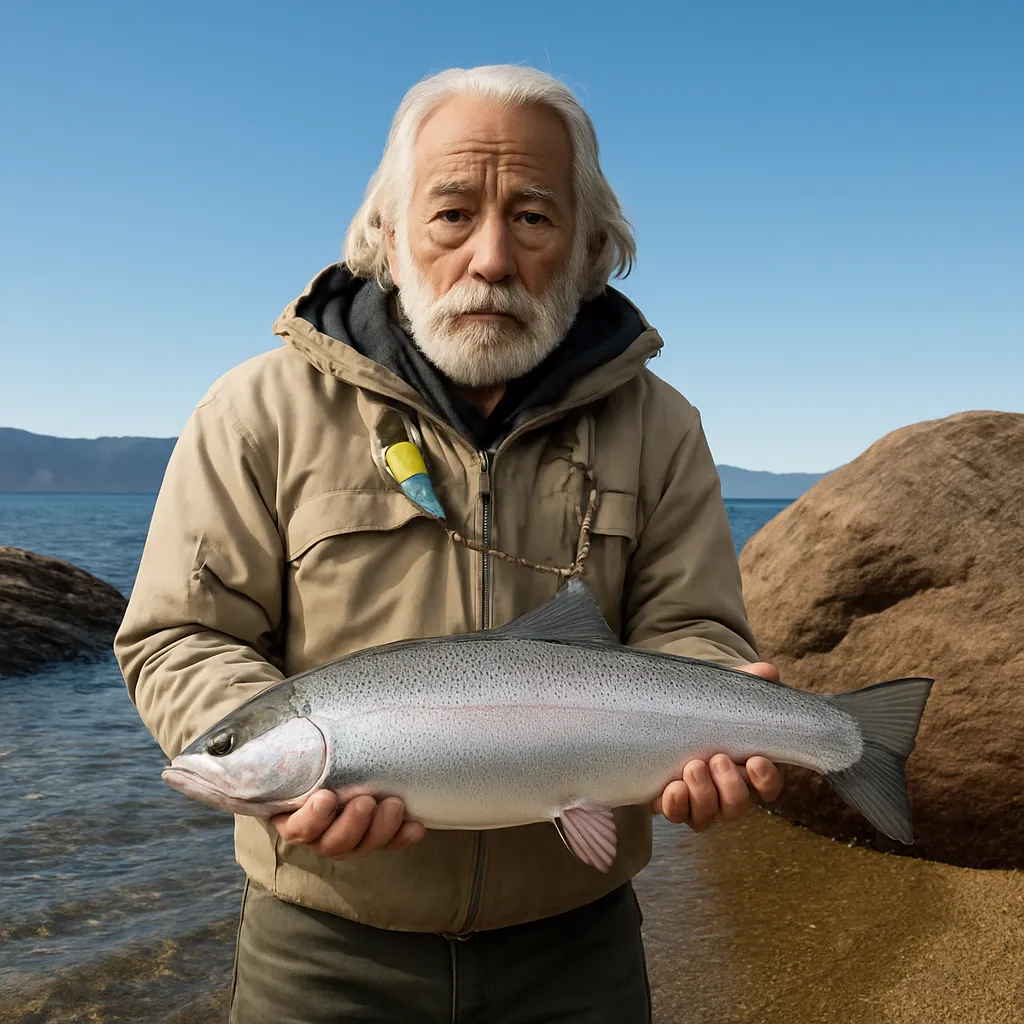 支笏湖でサクラマスの釣果を得た米田.webp