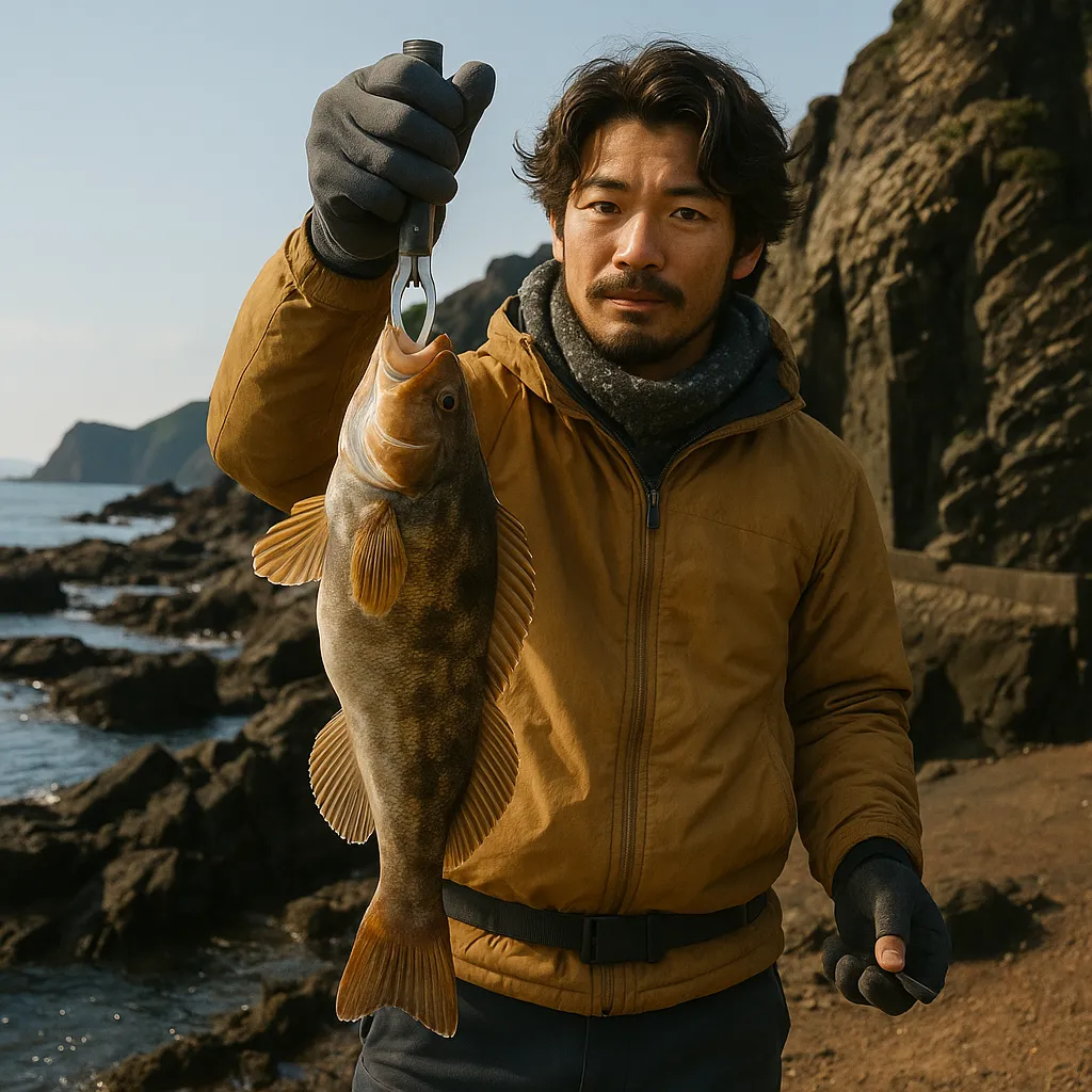 日浦岬でアイナメの釣果を得た澤田.webp