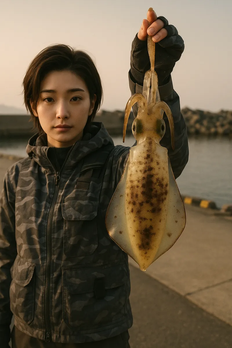 日浦漁港でアオリイカの釣果を得た佐伯.webp