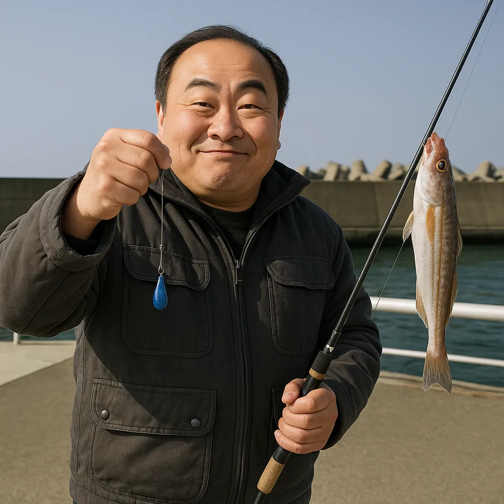 旭漁港でコマイの釣果を得た持田.webp