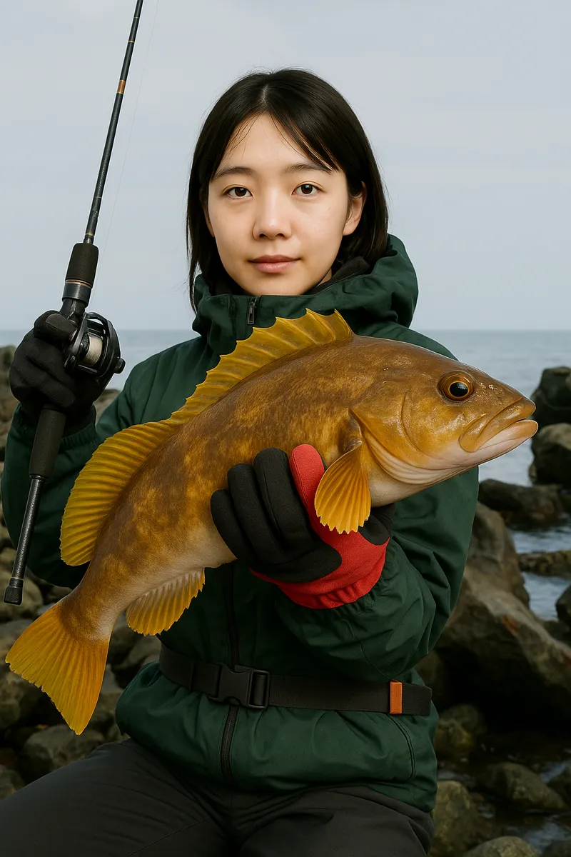 有珠漁港でアイナメの釣果を得た森永.webp