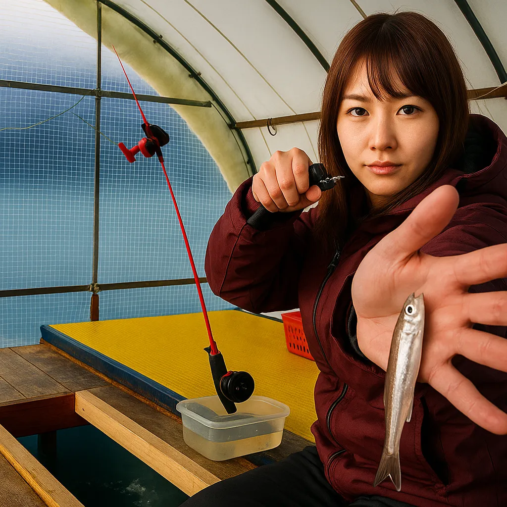 木崎湖でワカサギの釣果を得た山際.webp