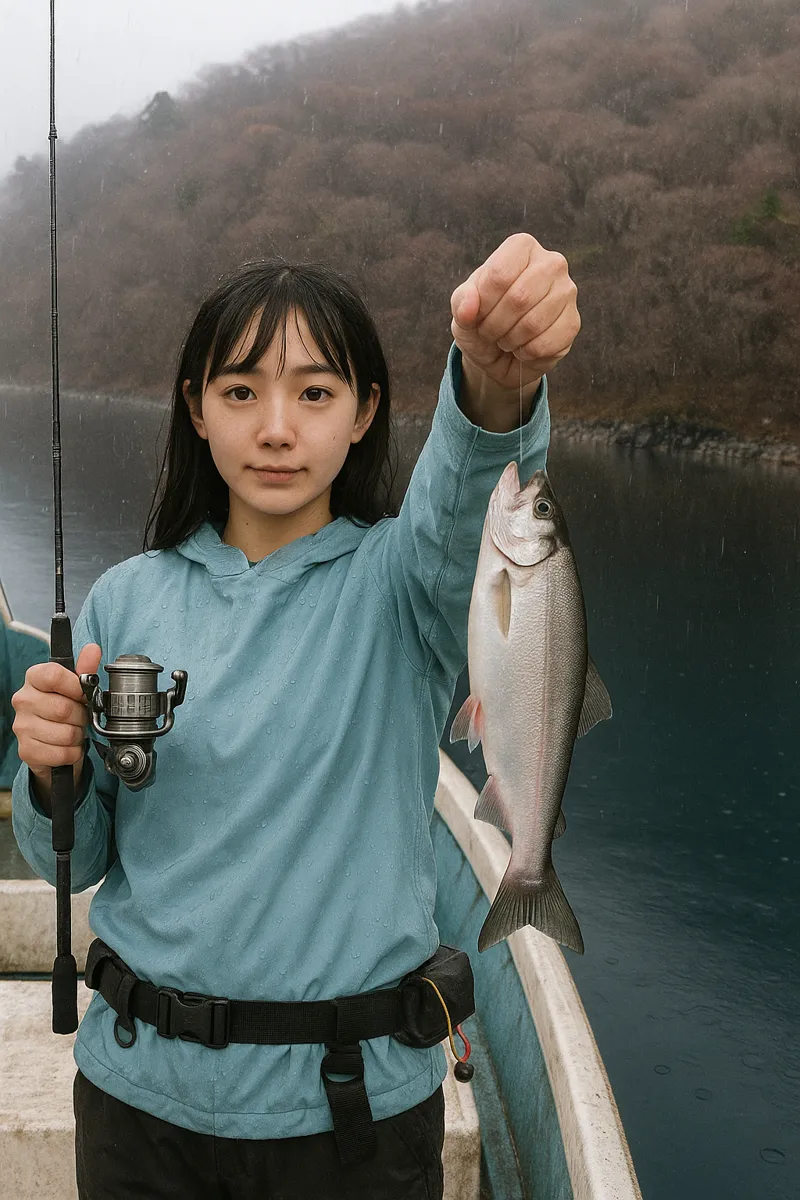 本栖湖でヒメマスの釣果を得た国生.webp