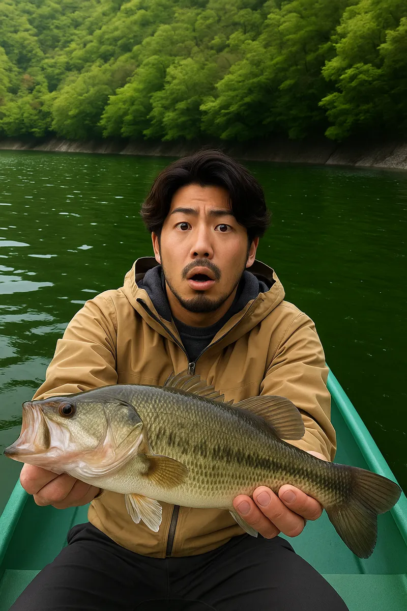 東条湖でブラックバスの釣果を得た澤田.webp