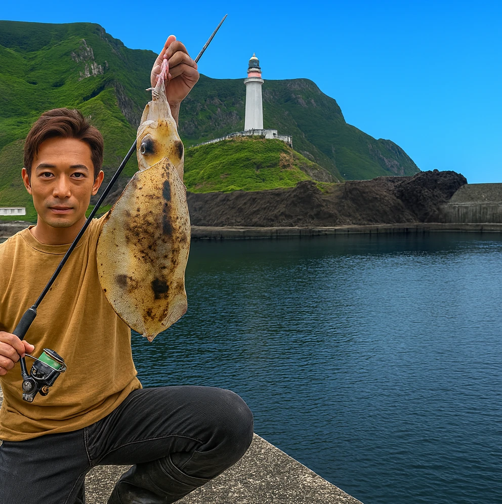 松前小島でアオリイカの釣果を得た亀岡.webp