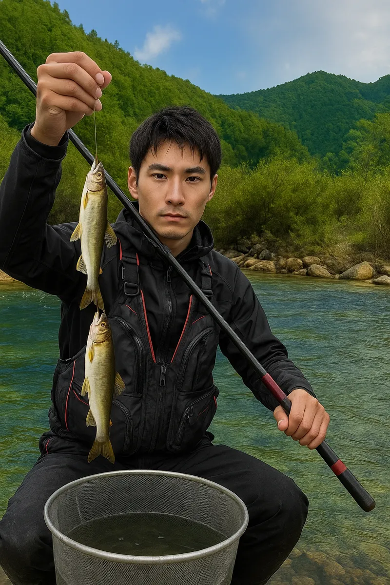板取川でアユの釣果を得た新崎.webp
