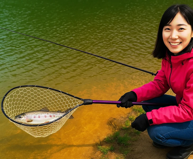 柏倉フィッシングパークでヤマメの釣果を得た黒川.webp