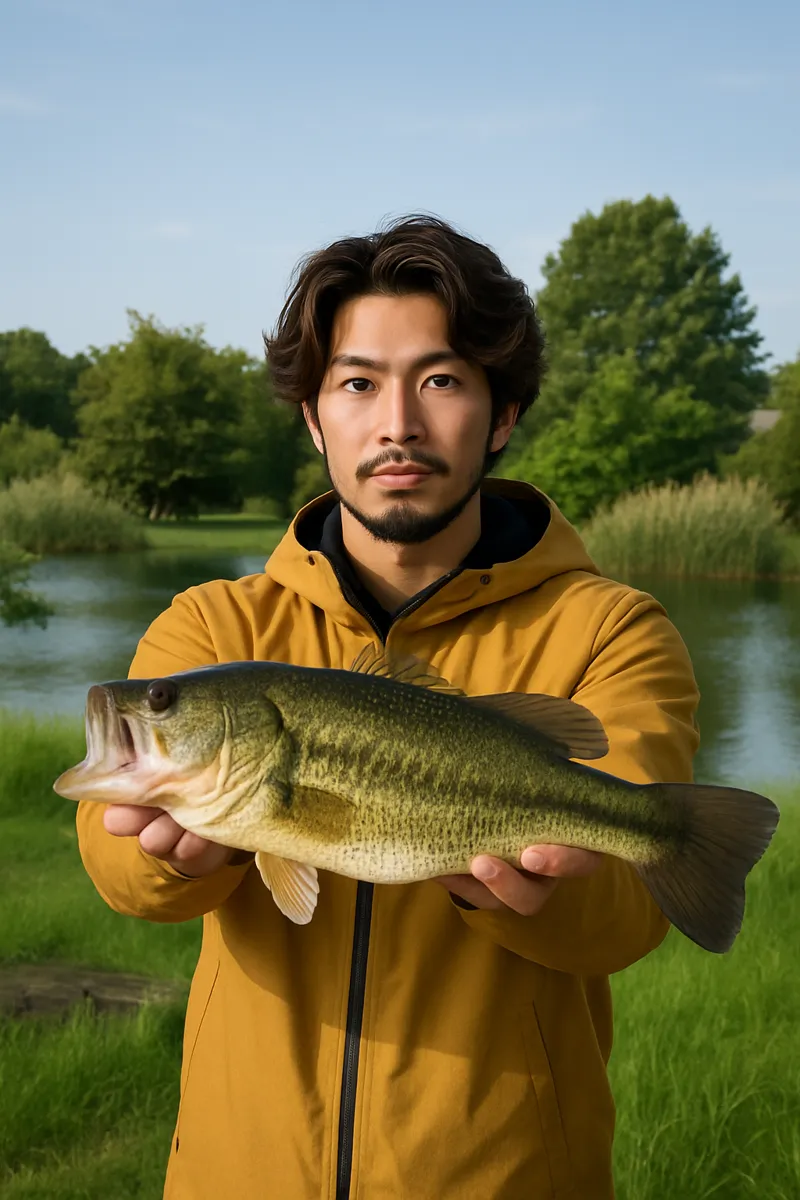 柴山沼でブラックバスの釣果を得た澤田.webp