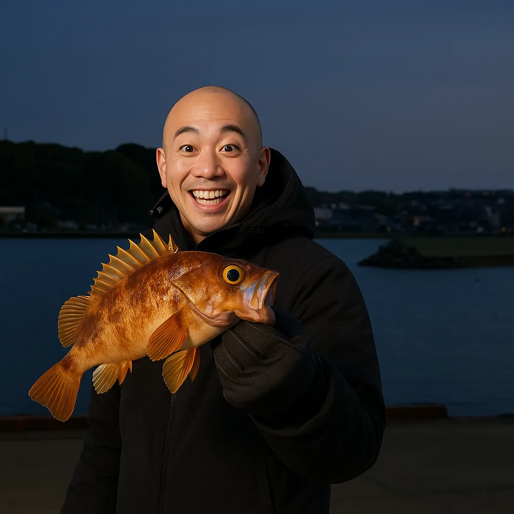 根室港でガヤの釣果を得たがんだま君.webp