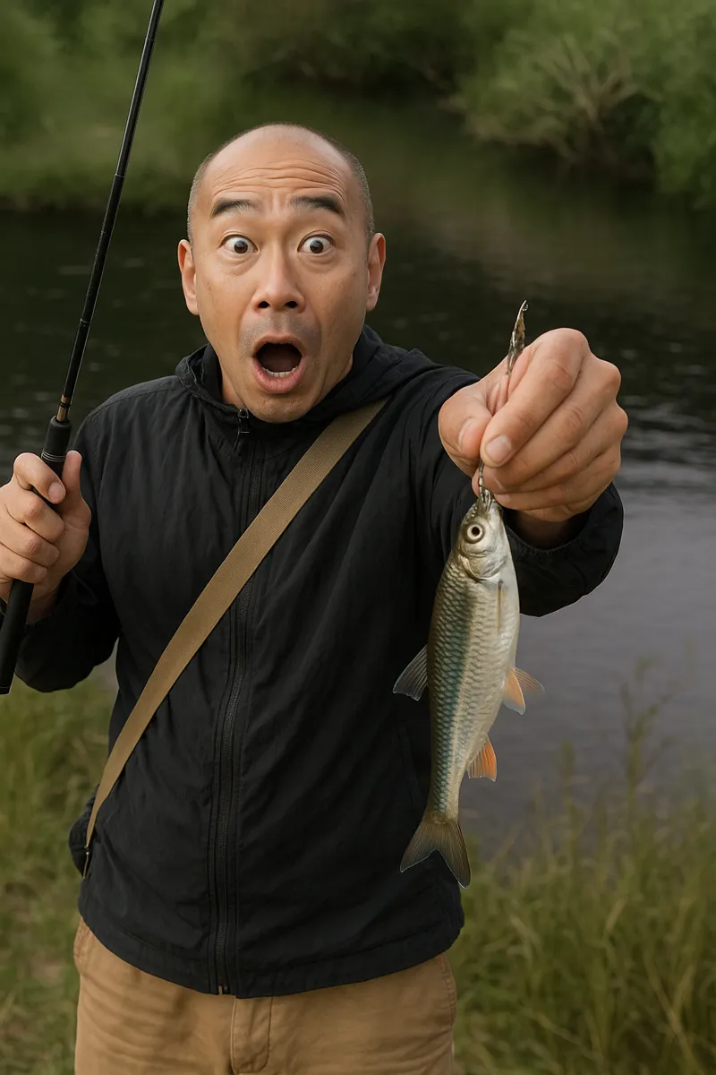 桐生川でオイカワの釣果を得たがんだま君.webp