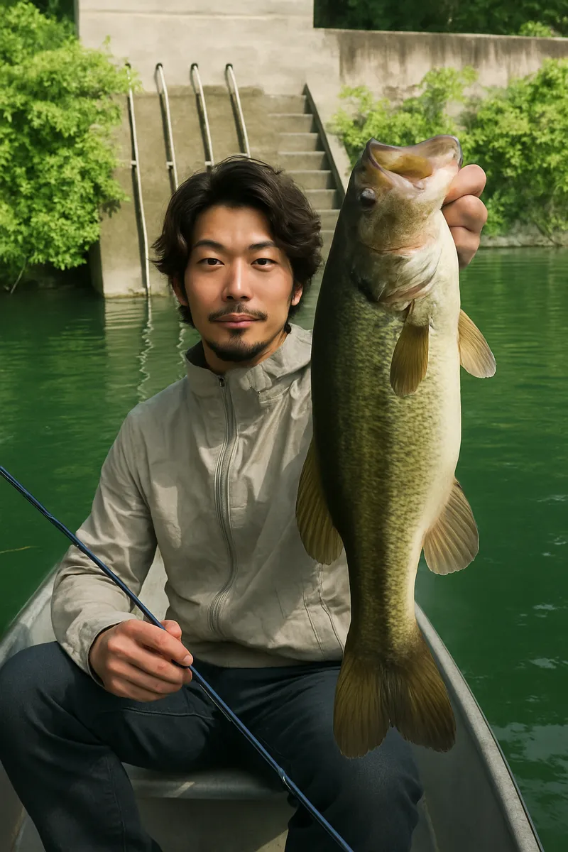 桜池管理釣場でブラックバスの釣果を得た澤田.webp
