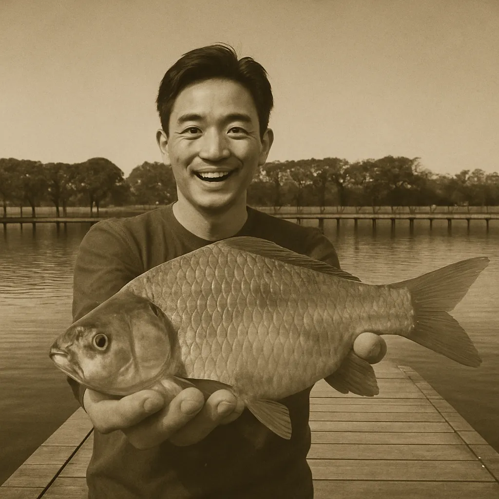 椎の木湖でヘラブナの釣果を得た勝田.webp