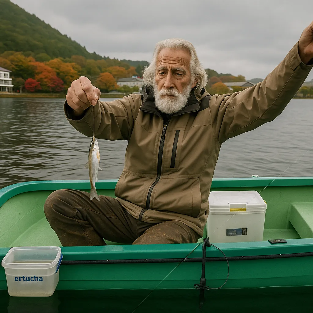 榛名湖でワカサギの釣果を得た米田.webp