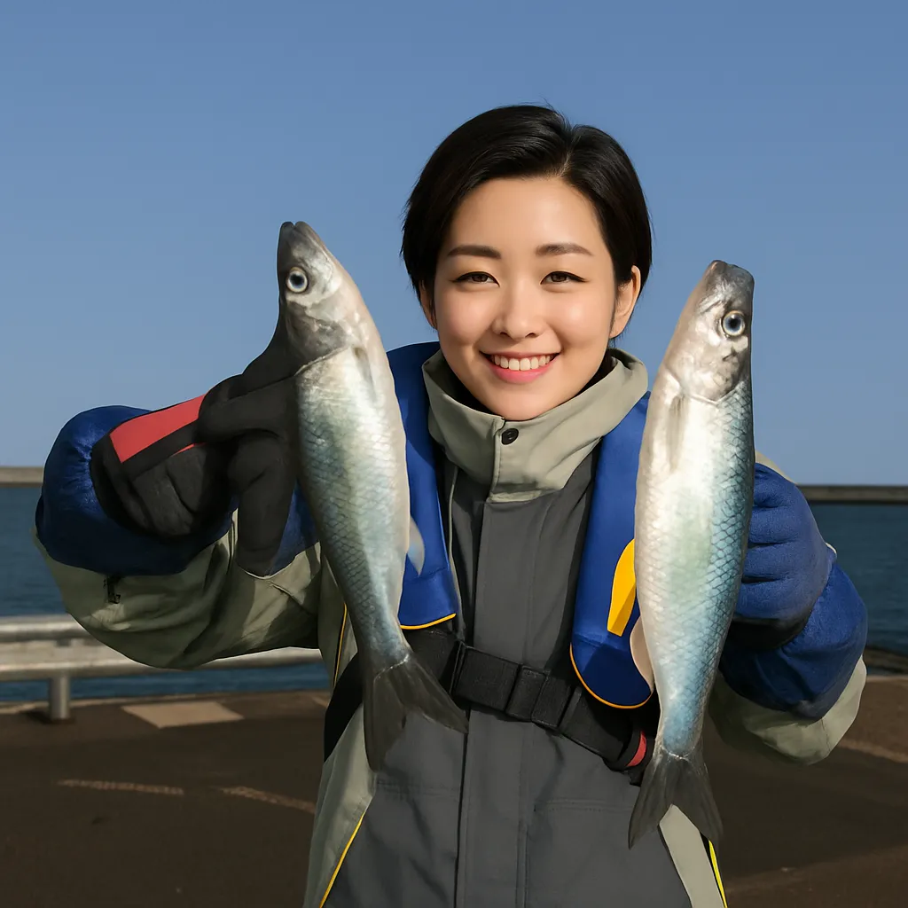 標津漁港でニシンの釣果を得た佐伯.webp