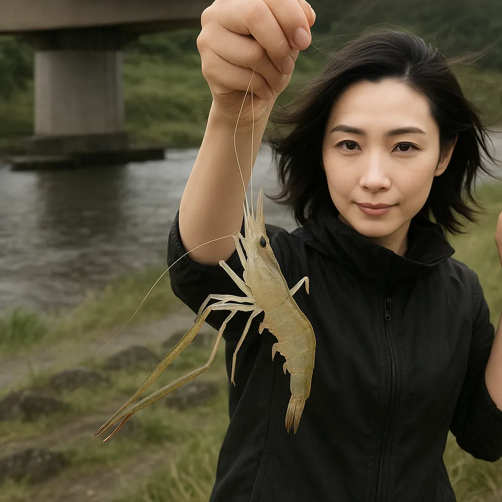 武庫川でテナガエビの釣果を得た八重田.webp