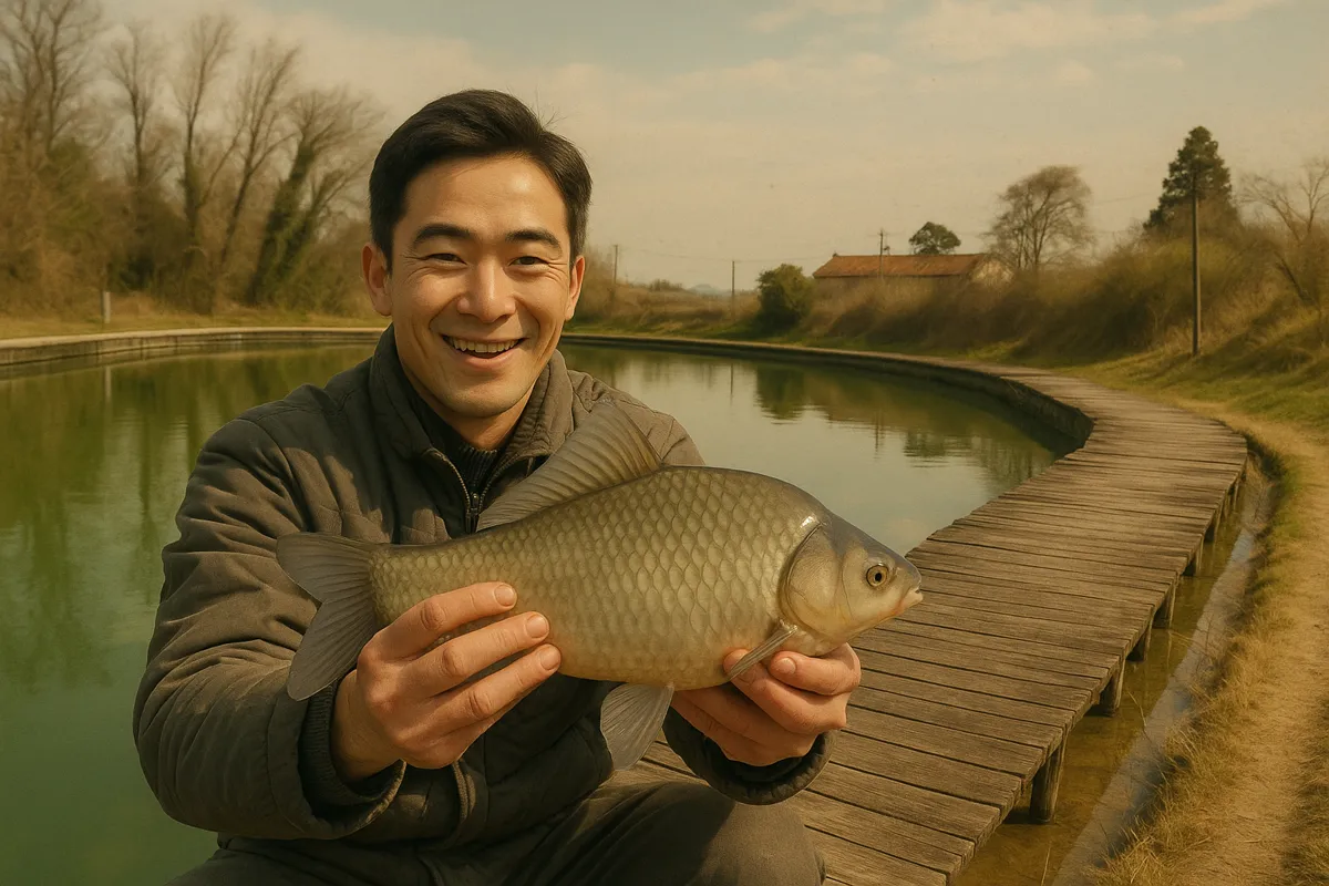 浜野へら鮒センターでヘラブナの釣果を得た勝田.webp