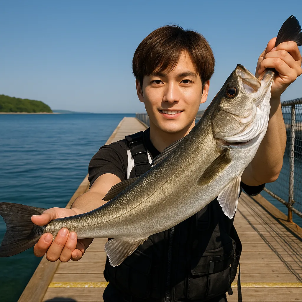 海上釣り堀サザンでスズキの釣果を得た久良木.webp