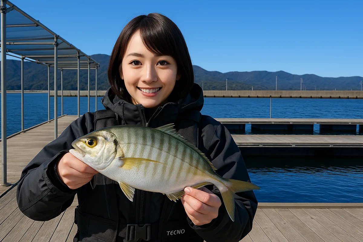 海上釣堀岬でシマアジの釣果を得た西岡.webp
