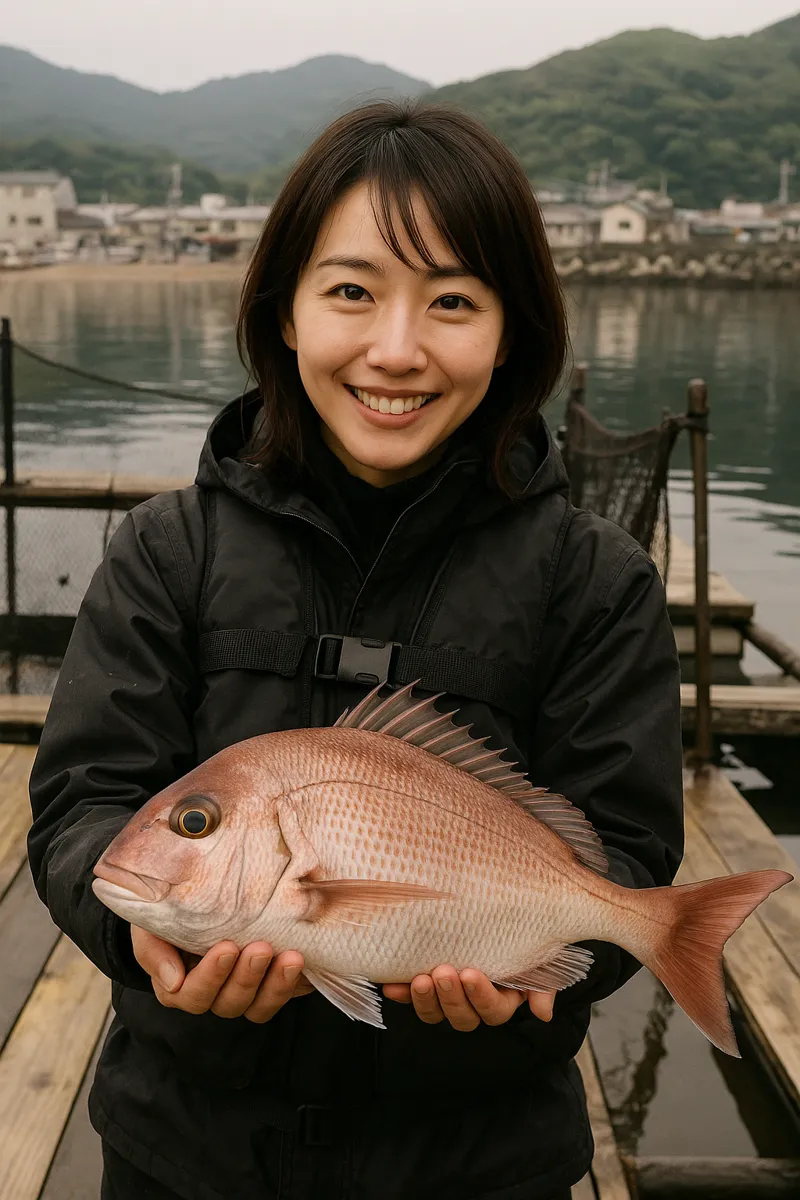 海上釣堀岬でマダイの釣果を得た西岡.webp