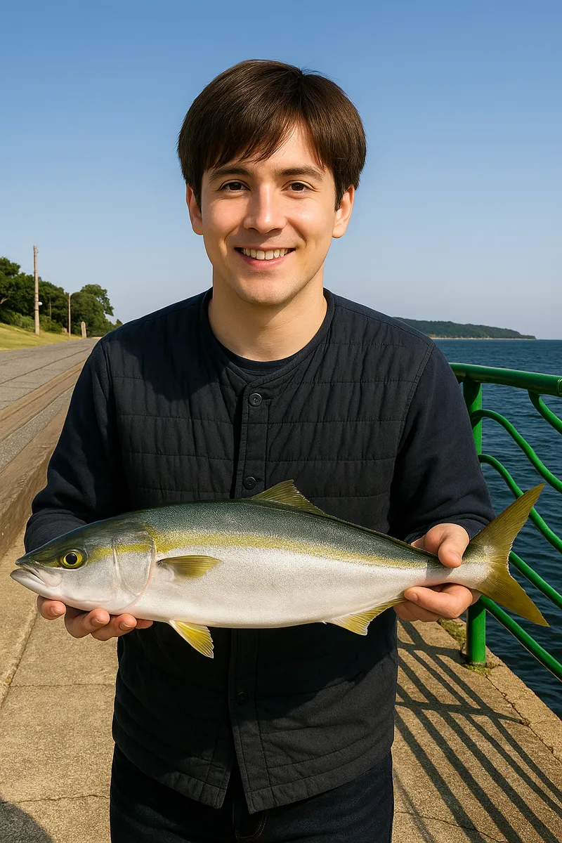 海辺つり公園でイナダの釣果を得た久良木.webp