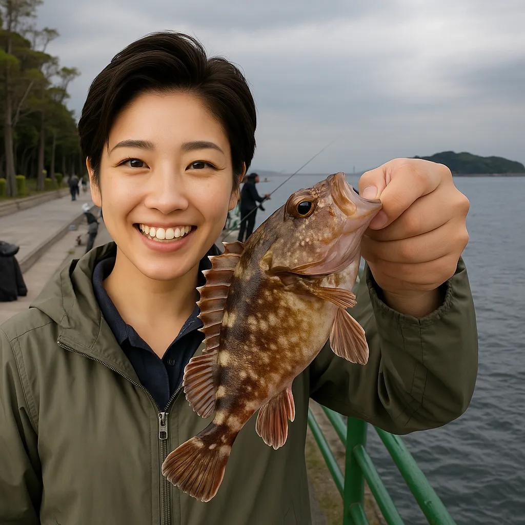 海辺つり公園でカサゴの釣果を得た佐伯.webp