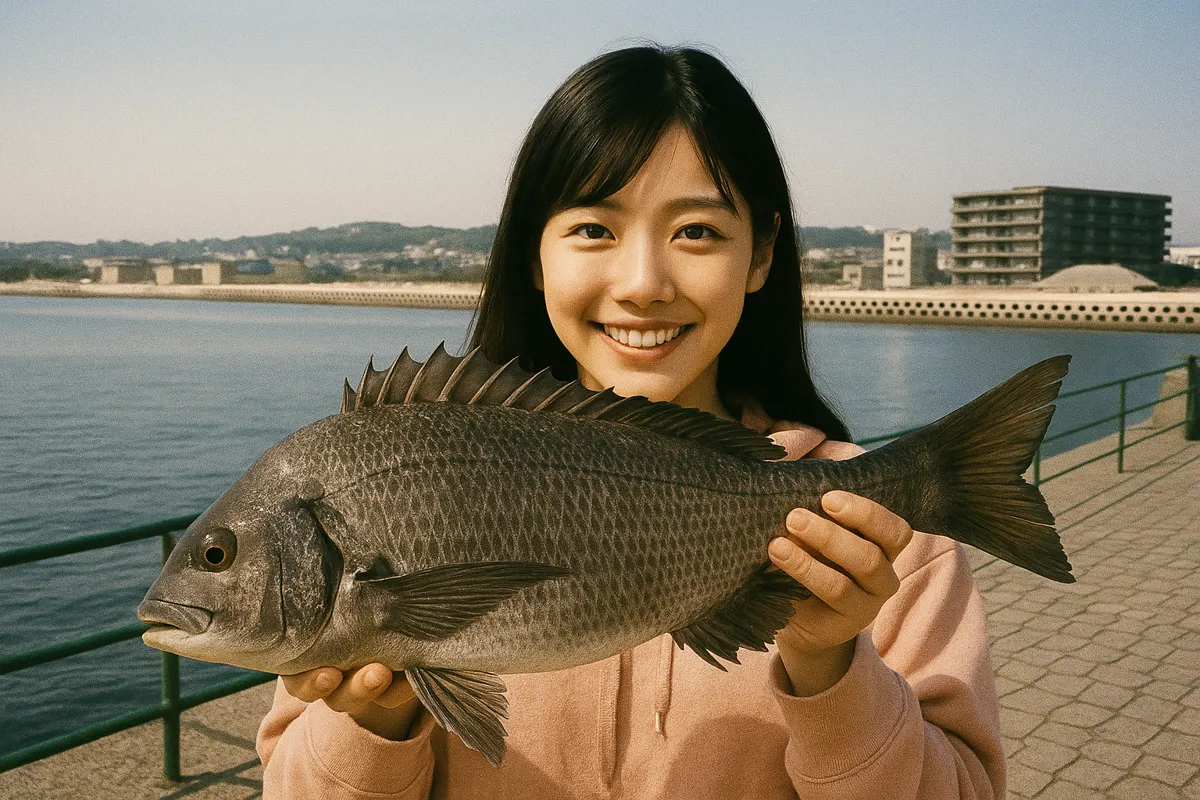 海辺つり公園でクロダイの釣果を得た黒川.webp