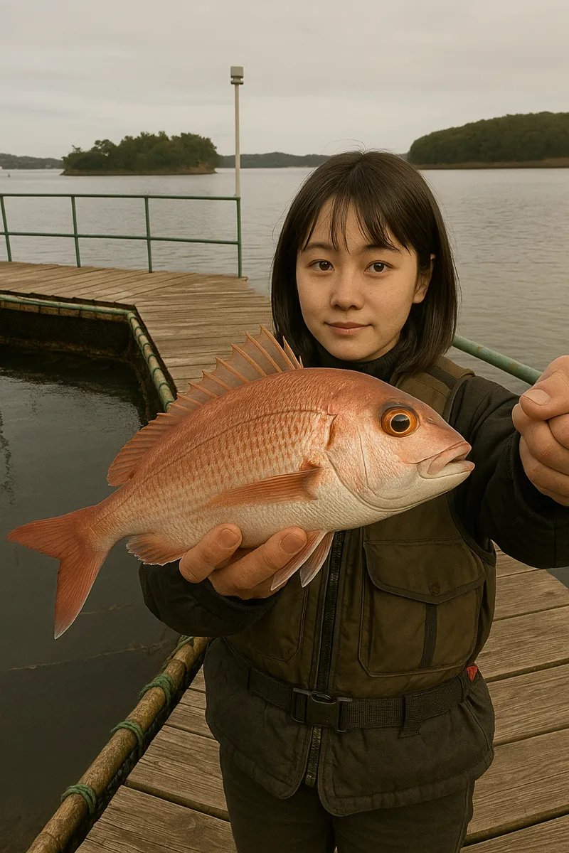 海遊苑でマダイの釣果を得た国生.webp