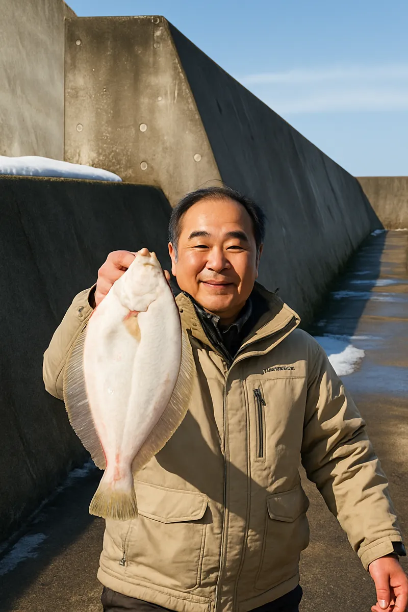 涌元漁港でカレイの釣果を得た持田.webp
