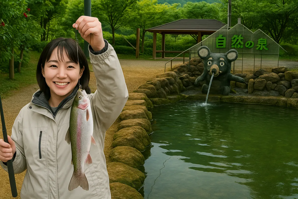 清川リバーランドでニジマスの釣果を得た国生.webp