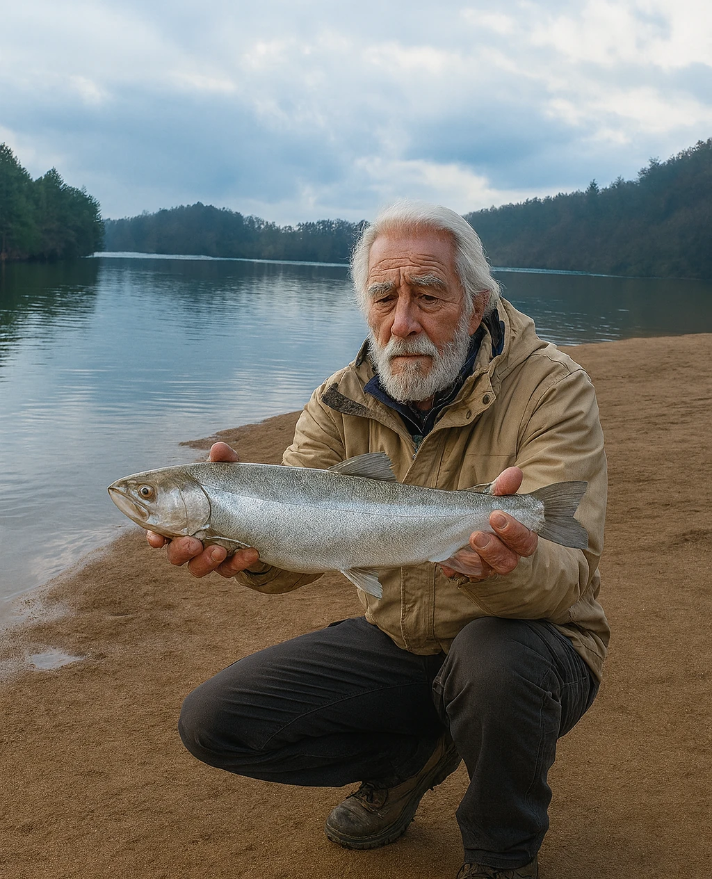 湯ノ湖でホンマスの釣果を得た米田.webp