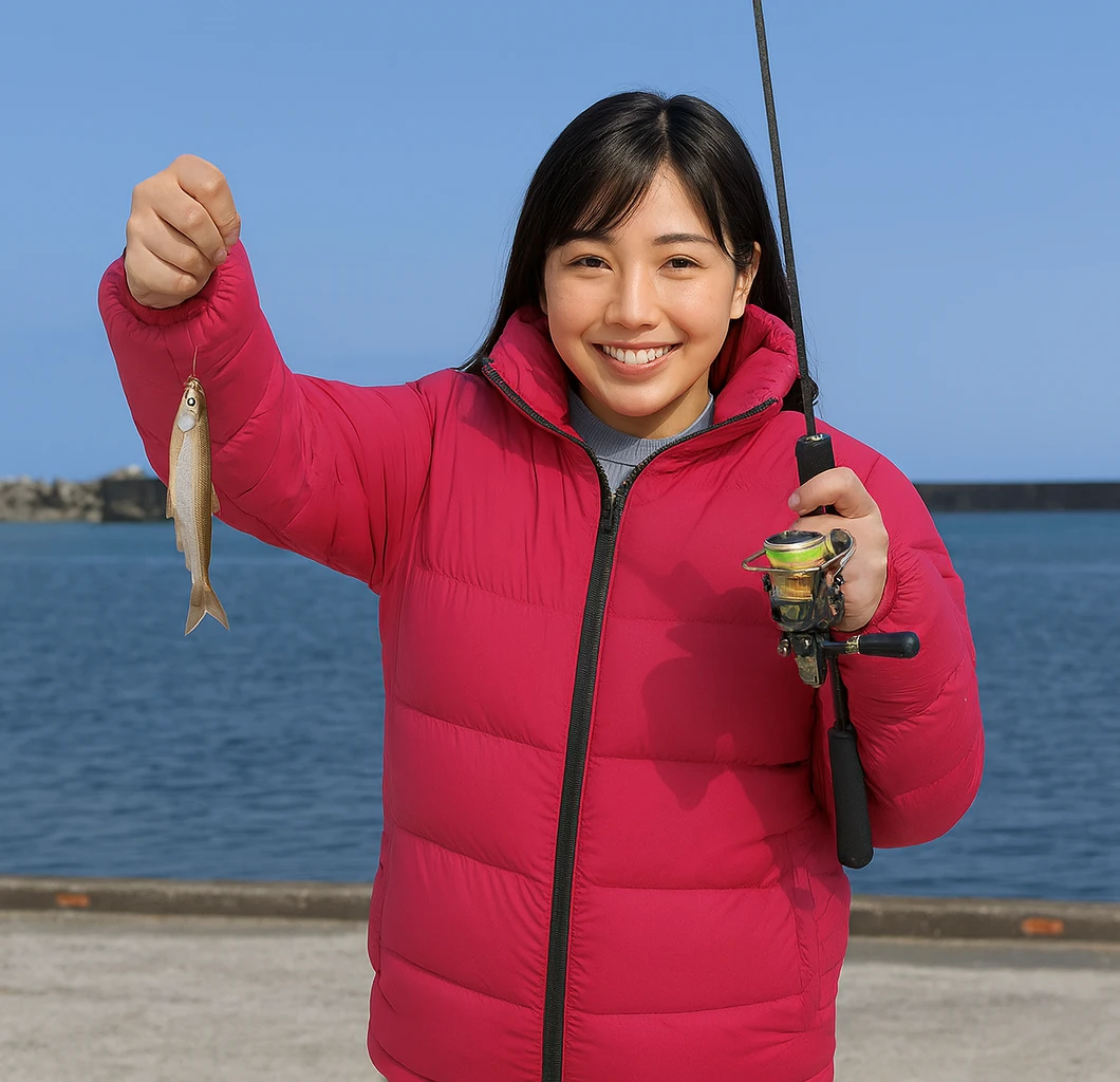 瀬棚港でチカの釣果を得た黒川.webp