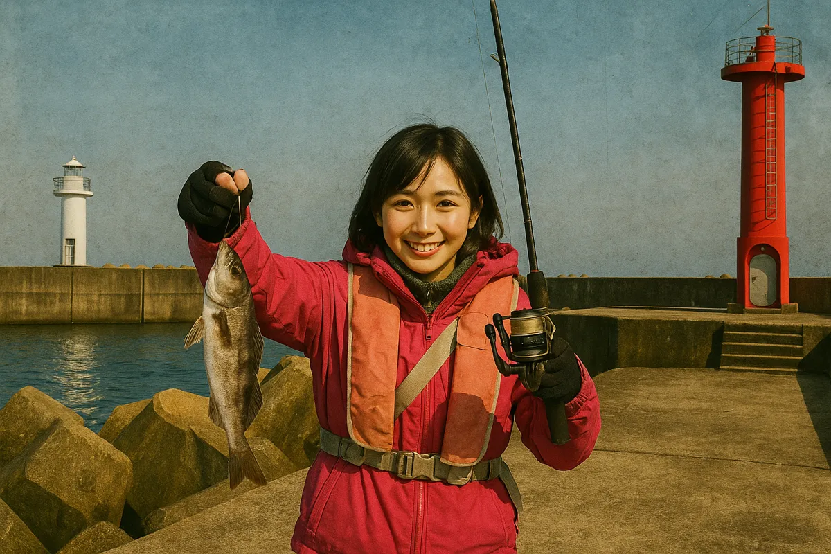 熊石漁港でホッケの釣果を得た黒川.webp