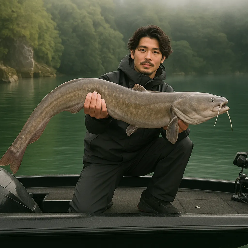 琵琶湖でビワコオオナマズの釣果を得た澤田.webp