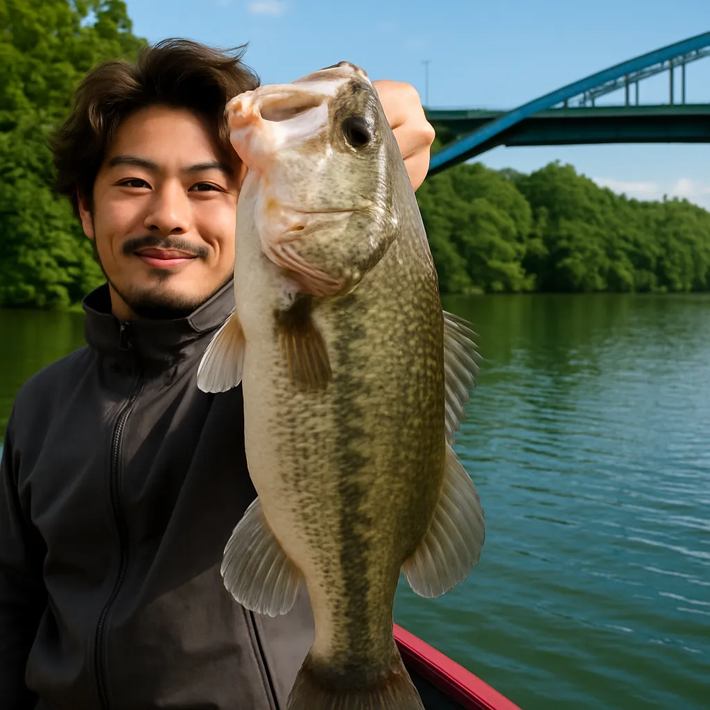 相模湖でブラックバスの釣果を得た澤田.webp