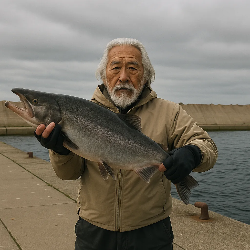 知円別漁港でカラフトマスの釣果を得た米田.webp