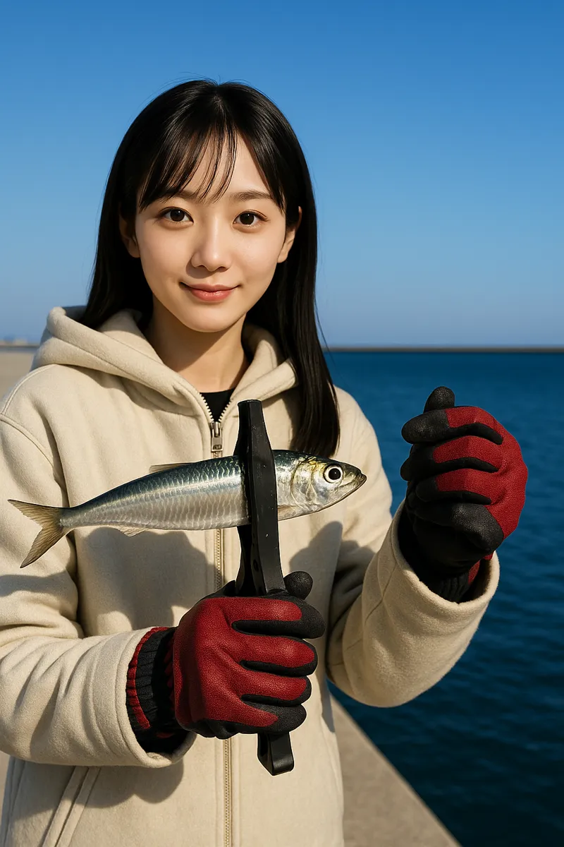 石狩湾新港でイワシの釣果を得た国生.webp