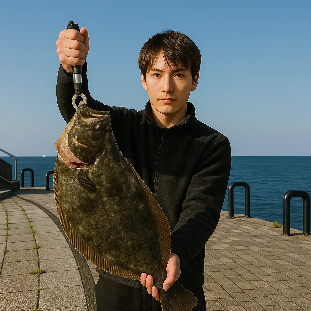 石狩湾新港でヒラメの釣果を得た久良木.webp