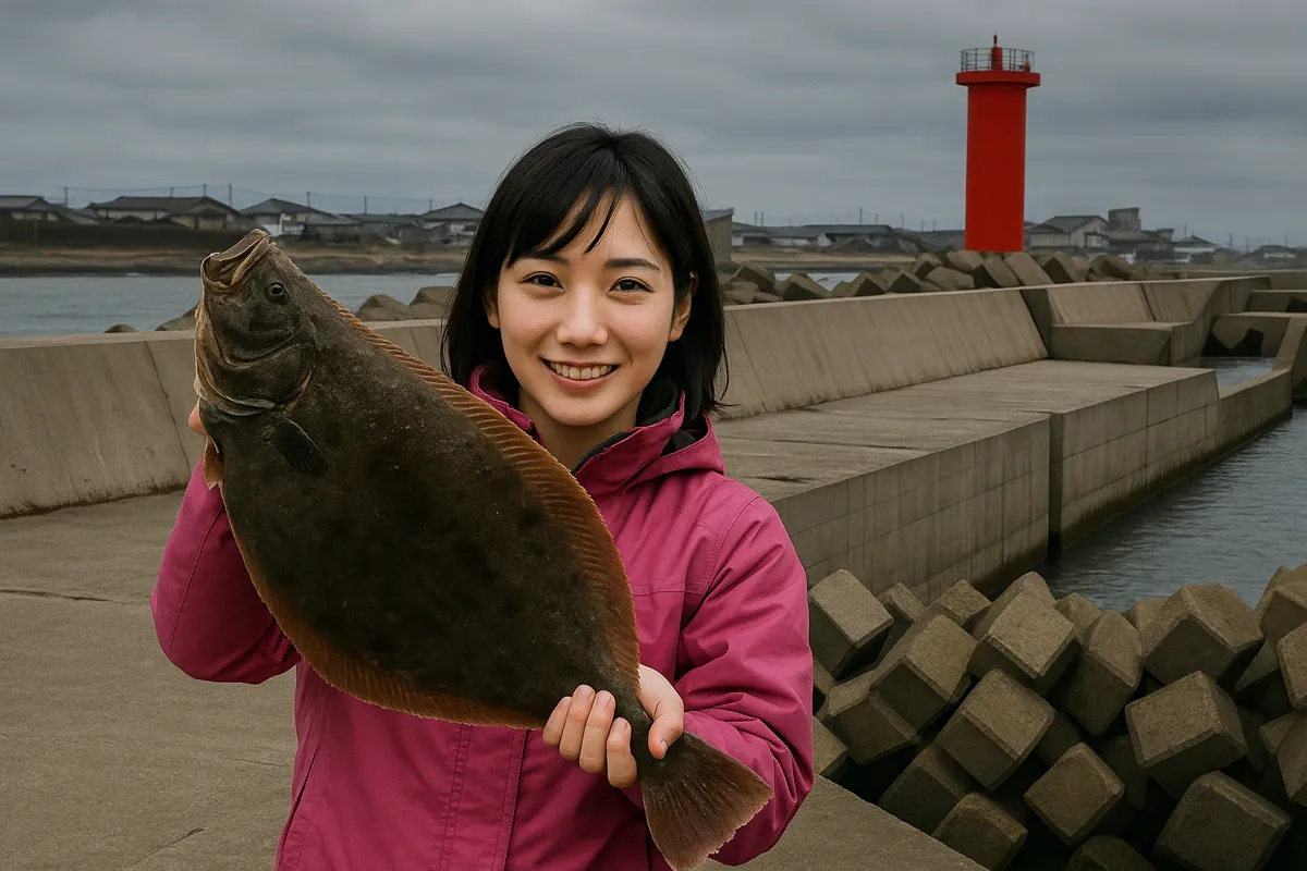 砂原漁港でヒラメの釣果を得た黒川.webp