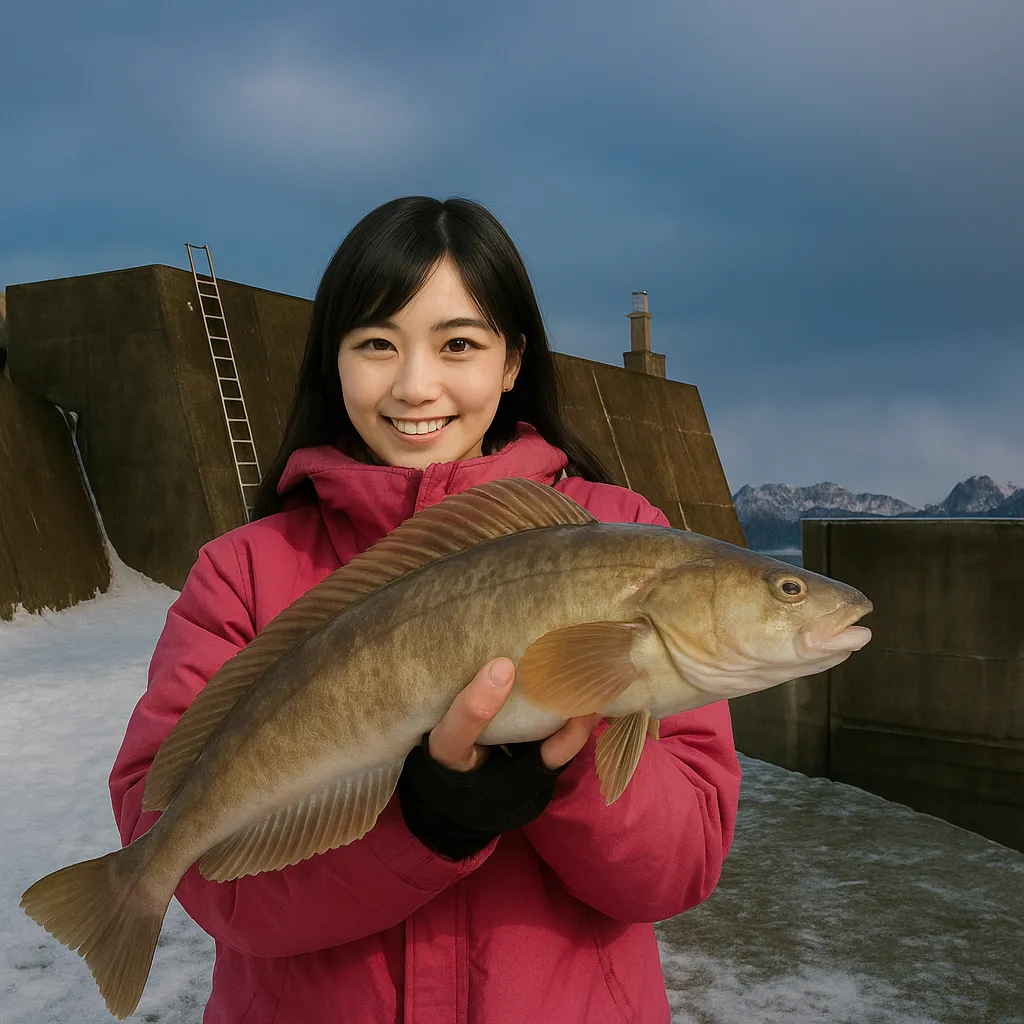 神岬漁港でホッケの釣果を得た黒川.webp