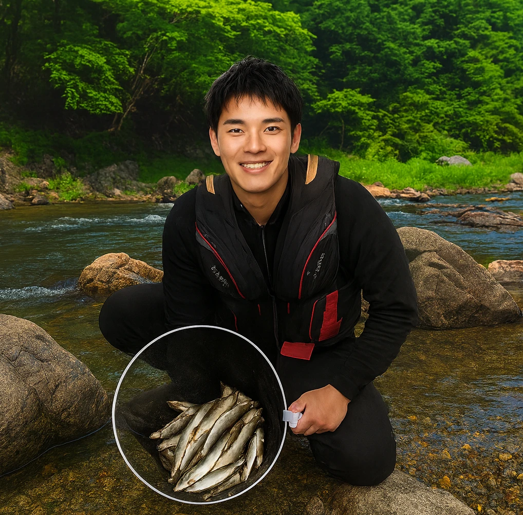 神流川でアユの釣果を得た新崎.webp