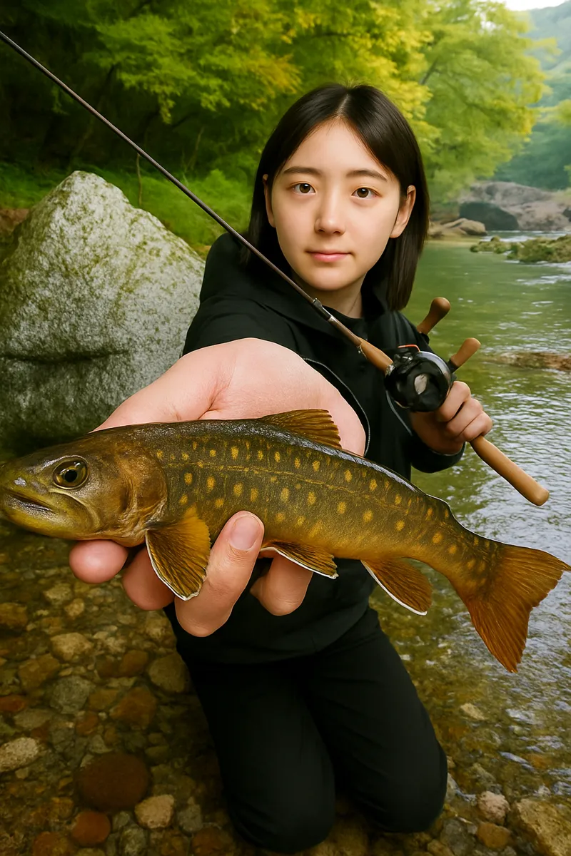 神流川でイワナの釣果を得た森永.webp