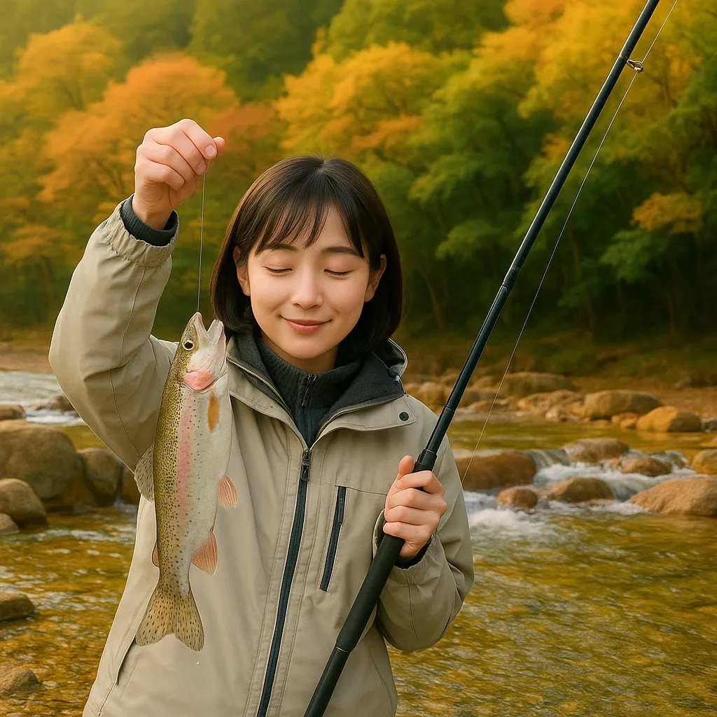 神流川でニジマスの釣果を得た国生.webp