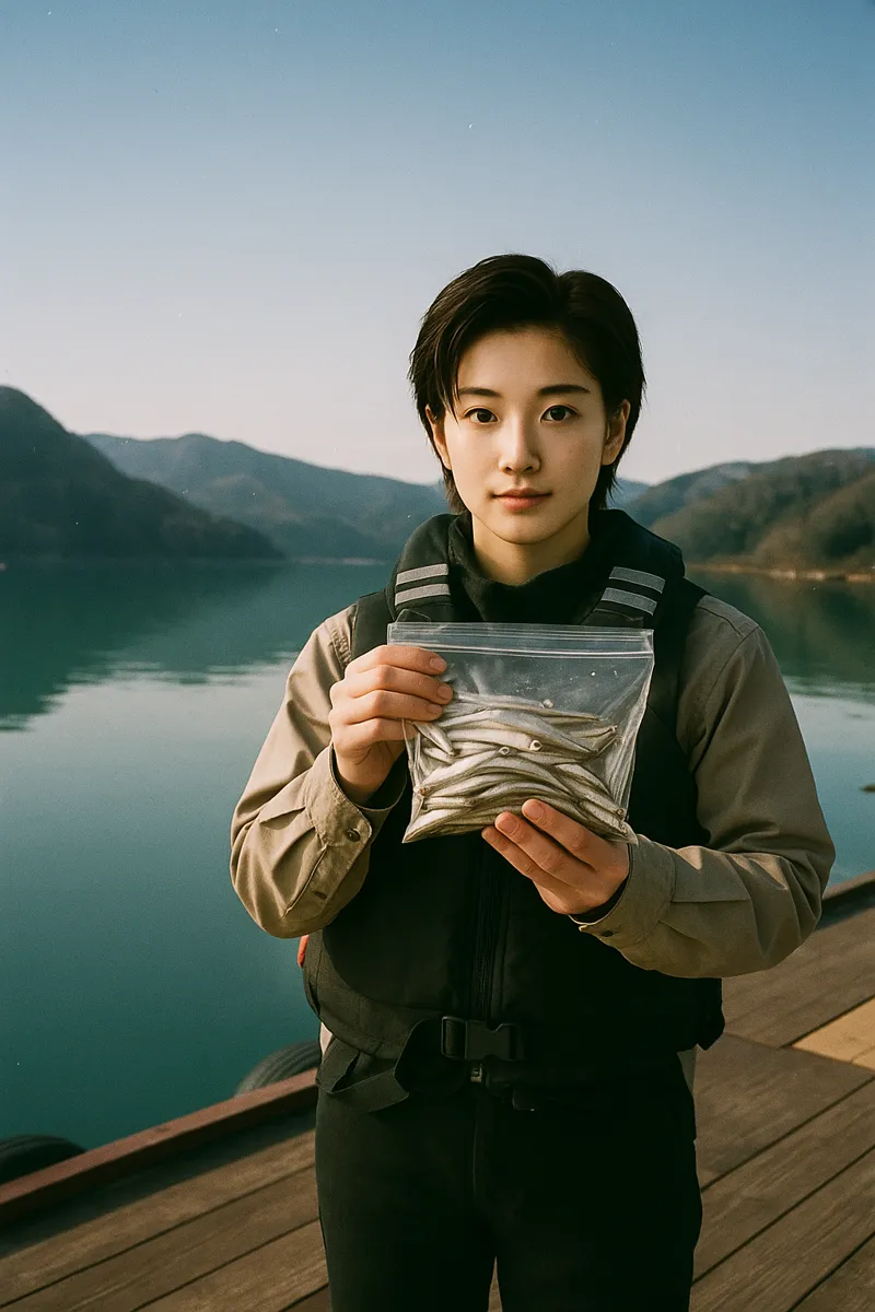 神流湖でワカサギの釣果を得た佐伯.webp