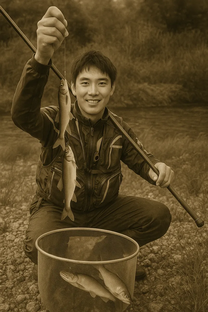 笛吹川でアユの釣果を得た新崎.webp
