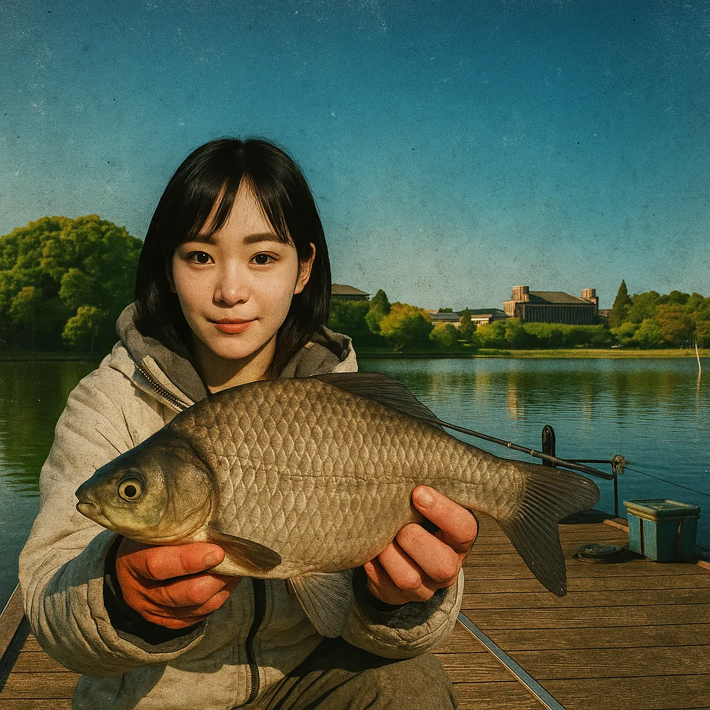 等々力緑地釣池でヘラブナの釣果を得た国生.webp
