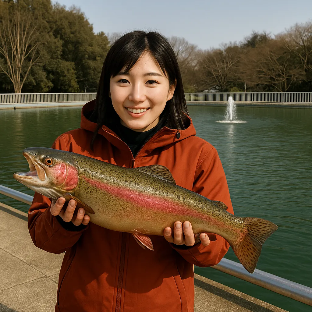 総合運動公園フィッシングフィールドでヤシオマスの釣果を得た黒川.webp